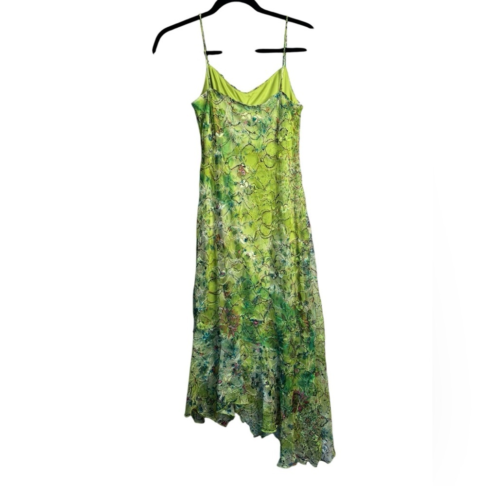 Vintage Cartise Midi Dress Cocktail Gown 6 Green Fairy Y2K 90s Ruffle Mesh Prom - Picture 2 of 10